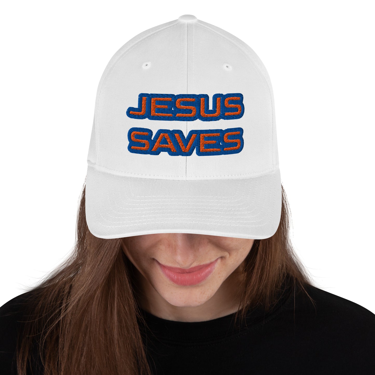 Jesus Saves Orange and Blue Flexfit Cap