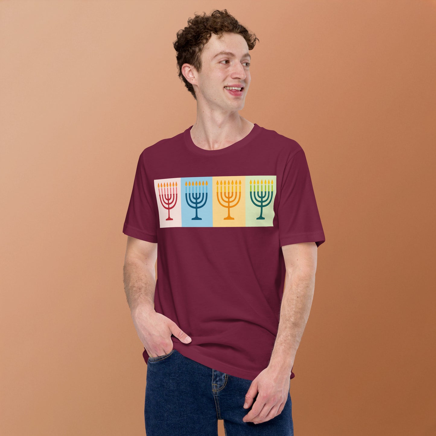 Menorah Quad Color Line TShirt